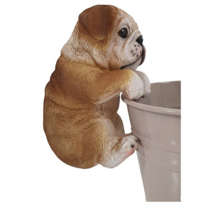 FD Dekofigur Bulldogge hängend 15 x 9,5 x 7,5 cm braun weiß