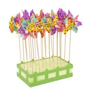 Glorex Gartenstecker Windrad 9 x 28 cm gepunktet bunt