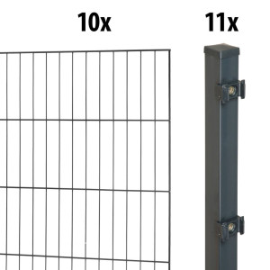 Floraworld Einstabmatten-Zaun Set Classic 20 m 200 x 125 cm inkl. 11 Pfosten 170 cm anthrazit
