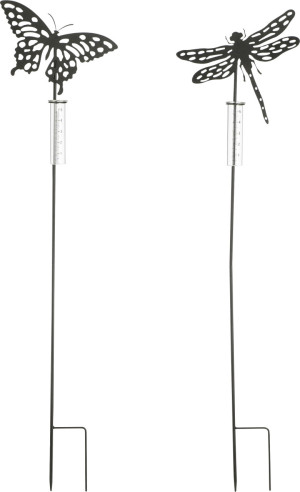 Mica Decorations Gartenstecker Regenmesser Eisen 118 cm schwarz 3-fach sortiert