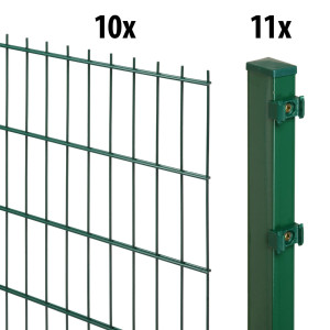 Floraworld Doppelstabmatten-Zaun Set Comfort 20 m 201 x 203 cm inkl. 11 Pfosten 260 cm moosgrün
