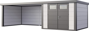 Telluria Gerätehaus Classico Lounge XL 3030 links weiß 762 x 298 cm