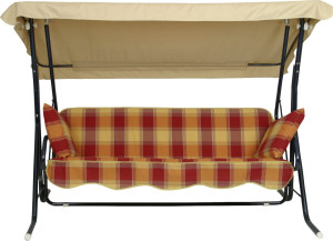 GO-DE Auflage für Hollywoodschaukel 180 x 110 x 8 cm, orange, rot kariert