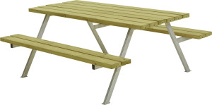 Plus Picknicktisch Alpha Stahl-Holz 177 x 185 x 73 cm natur