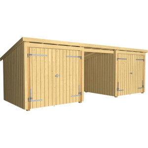 Plus Gartenhaus Nordic Multi 619 x 208 cm natur mit 2 Doppeltüren, offen
