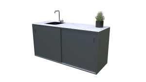 Bellano Living Element für Outdoorküchen inkl. Spüle links und 2 Türen anthrazit