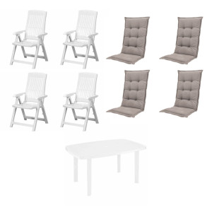 Progarden Garten-Essgruppe Tampa + Faro 4 Personen Kunststoff weiß/taupe