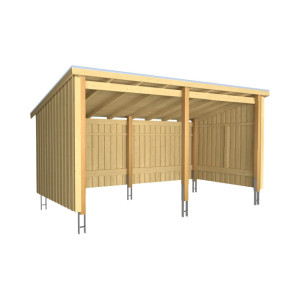 Plus Gartenhaus Nordic Multi 416 x 208 cm natur offen mit Dachpappe, H-Anker