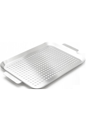 Primaster Grillschale mit Löcher Edelstahl 43 x 26 cm