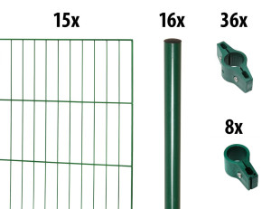 Floraworld Einstabmatten-Zaun Set Classic 30 m 200 x 150 cm inkl. 16 Pfosten 200 cm moosgrün