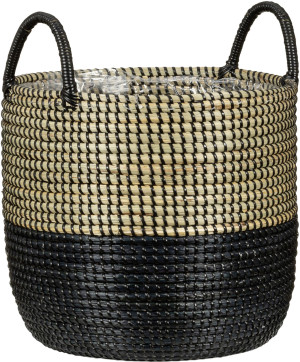 Scheurich Blumentopf Ø 27 cm Seegras nature black mit zwei Griffen