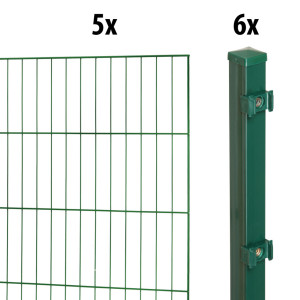 Floraworld Einstabmatten-Zaun Set Classic 10 m 200 x 100 cm inkl. 6 Pfosten 150 cm moosgrün
