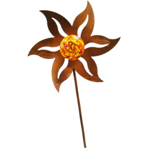 FD Stecker Blume mit Kugel Rostoptik 100 cm