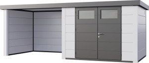 Telluria Gerätehaus Classico Lounge S 3024 links EW weiß 582 x 238 cm
