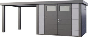 Telluria Gerätehaus Classico Open Lounge L 3024 links lichtgrau 582 x 238 cm