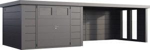 Telluria Gerätehaus Classico Lounge XL mit Fenstern 3030 rechts granitgrau 762 x 298 cm