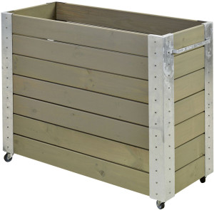 Plus Blumenkasten Cubic mit Räder Druckimpräg.RAL 7023 Graubraun