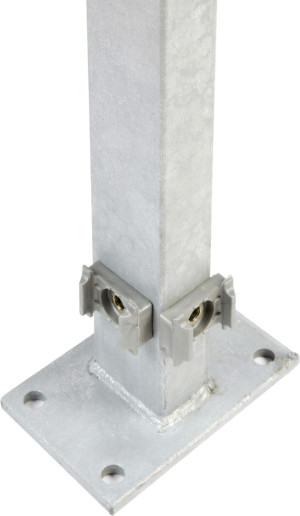 Floraworld Zauneckpfosten Comfort 89,3 x 6 x 4 cm mit Bodenplatte feuerverzinkt