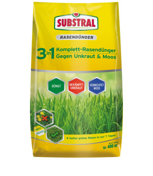 Substral 3 in 1 Komplett-Rasendünger gegen Unkraut & Moos für 400 m²