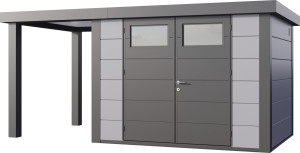 Telluria Gerätehaus Classico Open Lounge S 3024 links lichtgrau 466 x 238 cm