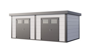 Telluria Gerätehaus DUO 3336+ weiß 642 x 358 cm