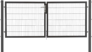 Floraworld Gartentor doppelflügelig Premium inkl. 2 Pfosten 300 x 120 cm anthrazit