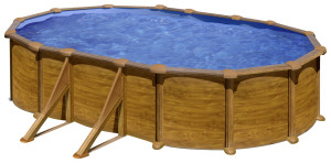 Gre Stahlwandpool Mauritius oval 500 x 300 x 132 cm Holzdekor