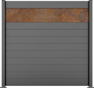 Ambiente Alu-Zaun Grundset Paneel 150 grau 187 x 184,2 cm 68 mm