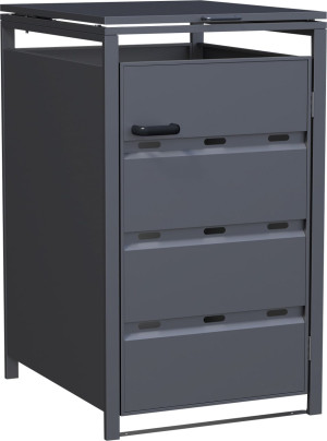 Floraworld Mülltonnenbox Premium Stahl für 1 x 240 l Mülltonnen schwarz-metallic