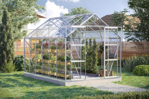 Vitavia Gewächshaus-Set Uranus 9900 ESG 3 mm alu 254 x 379 cm