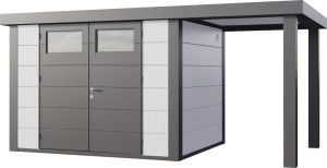 Telluria Gerätehaus Classico Open Lounge S 3024 rechts weiß 466 x 238 cm