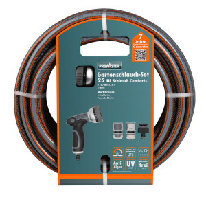 Primaster Gartenschlauch-Set Comfort+ mit Multibrause 25 m Ø 12,7 mm (1/2)
