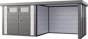 Telluria Gerätehaus Classico Lounge S mit Fenstern 2724 rechts weiß 552 x 238 cm