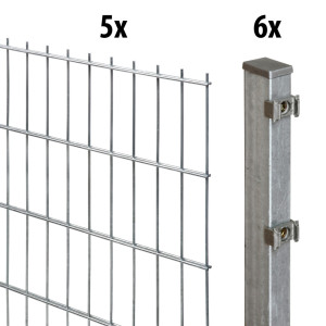 Floraworld Doppelstabmatten-Zaun Set Comfort 10 m 201 x 103 cm inkl. 6 Pfosten 160 cm feuerverzinkt