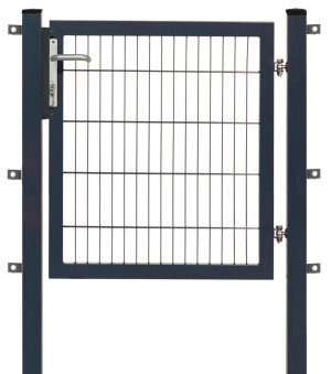 Floraworld Einzeltor Premium Doppelstabmatte 100 x 100 cm anthrazit inkl. Pfosten