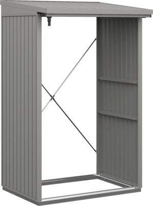 Ecostar Kaminholzregal Trend-V Typ 1, graualuminium, mit Verstrebung