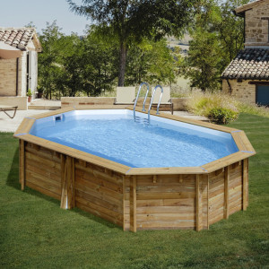 Gre Holzpool Canelle 2 Komplett-Set oval 535 x 335 x 117 cm natur