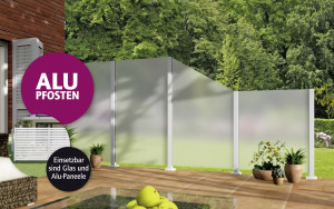 Ambiente Aluminium-Pfosten 187 cm, 68 x 68 mm, Verkehrsweiß Struktur 9016