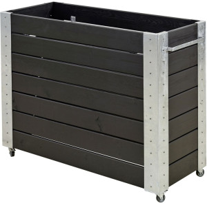 Plus Blumenkasten Cubic 120x50x95 cm m/Räder Druckimprägniert RAL 9005 Schwarz