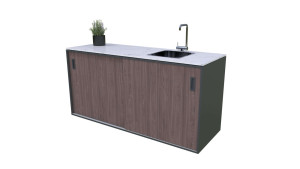 Bellano Living Element für Outdoorküchen inkl. Spüle rechts und 2 Türen walnuss