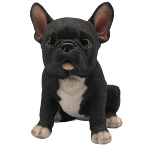 FD Dekofigur Französische Bulldogge sitzend 18 x 10 x 22 cm schwarz weiß