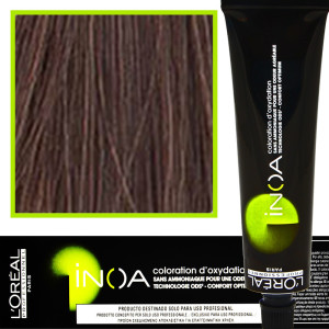 Loreal Professionnel Inoa - farba do włosów bez amoniaku z dodatkową ochroną włosa, 60ml 5.12 Jasny Brąz Popielato - Opalizujący