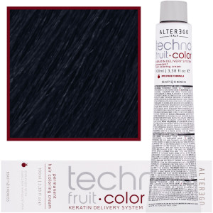 Alter Ego Technofruit Color - farba z keratyną do trwałej koloryzacji włosów, 100ml 1/10 | Czarny Niebieski