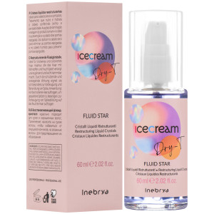 Inebrya Ice Cream Dry-T Fluid Star - kryształki do włosów suchych i farbowanych, 60ml