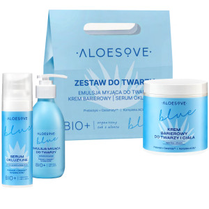 Aloesove Blue zestaw do twarzy - emulsja myjąca 190ml + serum 30ml + krem 250ml