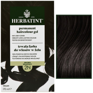 Herbatint Permanent Haircolour Gel – trwała, ziołowa farba do włosów w żelu, 170ml 2N | Brązowy