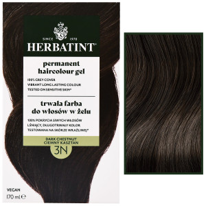 Herbatint Permanent Haircolour Gel – trwała, ziołowa farba do włosów w żelu, 170ml 3N | Ciemny Kasztan