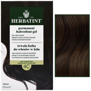 Herbatint Permanent Haircolour Gel – trwała, ziołowa farba do włosów w żelu, 170ml 4C | Popielaty Kasztan