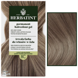 Herbatint Permanent Haircolour Gel – trwała, ziołowa farba do włosów w żelu, 170ml 8C | Jasny Popielaty Blond