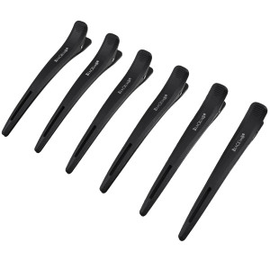 Poniks Blackomb Carbon Clips CK022 - karbonowe klipsy fryzjerskie do włosów 11,5cm 6szt, czarne